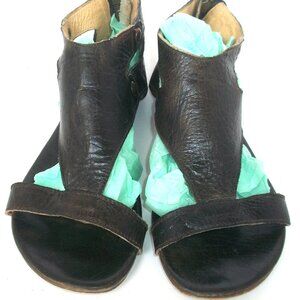 Bed-Stu Soto Rustic Boho Brown Leather Rear Zip Flat Sandals